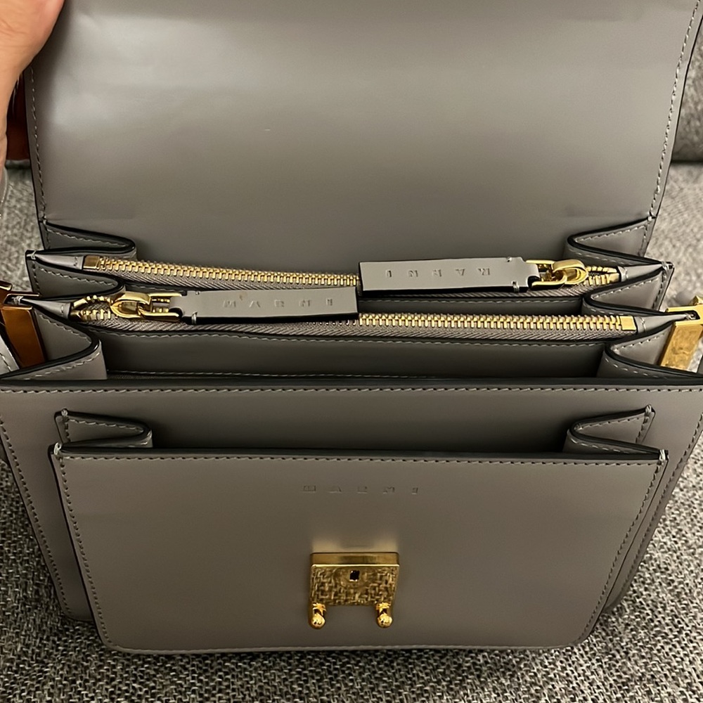 Marni Gray Medium Trunk Leather Bag Crossbody - Picture 12 of 14